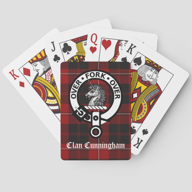 Klan Cunningham Vapensköld Badge och Tartan Casinokort (Baksidan)