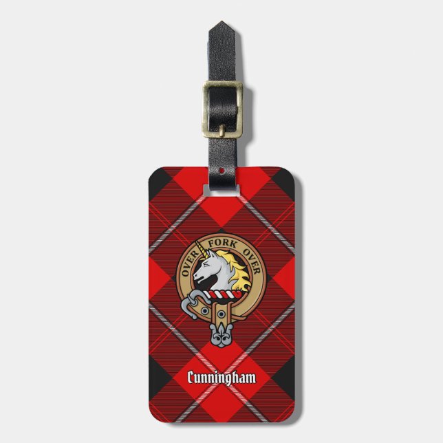Klan Cunningham Vapensköld över Tartan Bagagebricka (Vertikal Framsida)