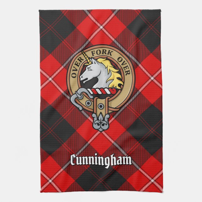Klan Cunningham Vapensköld över Tartan Kökshandduk (Vertikal)