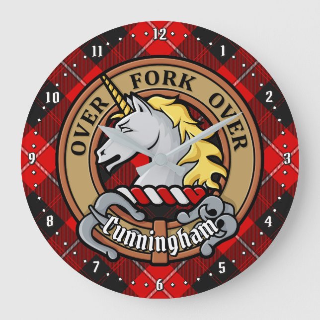 Klan Cunningham Vapensköld över Tartan Stor Klocka (Framsida)