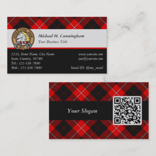 Klan Cunningham Vapensköld över Tartan Visitkort