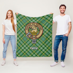Klan Currie Lejon Vapensköld över Tartan Fleecefilt