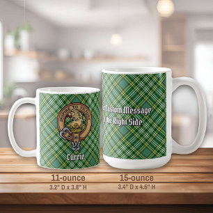 Klan Currie Lejon Vapensköld över Tartan Kaffemugg
