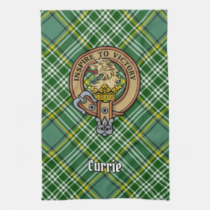 Klan Currie Lejon Vapensköld över Tartan Kökshandduk