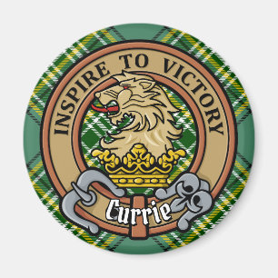 Klan Currie Lejon Vapensköld över Tartan Magnet
