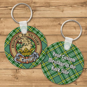 Klan Currie Lejon Vapensköld över Tartan Nyckelring