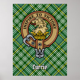 Klan Currie Lejon Vapensköld över Tartan Poster