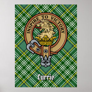 Klan Currie Lejon Vapensköld över Tartan Poster