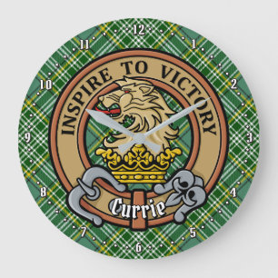 Klan Currie Lejon Vapensköld över Tartan Stor Klocka