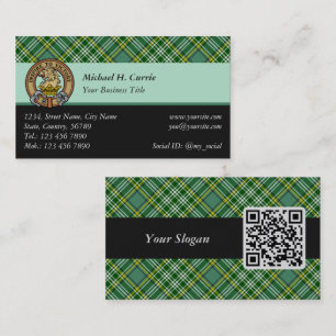 Klan Currie Lejon Vapensköld över Tartan Visitkort