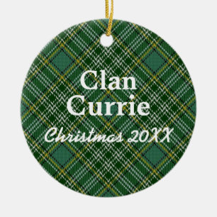 Klan Currie Scottish Tartan Julgransprydnad Keramik