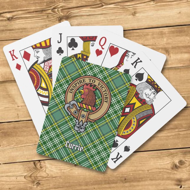Klan Currie Tupp Vapensköld över Tartan Casinokort (Skapare uppladdad)