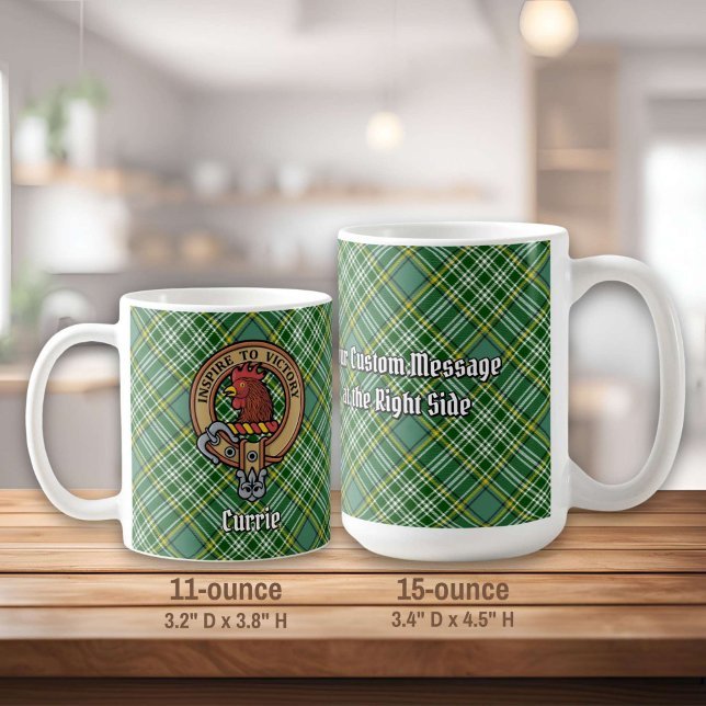 Klan Currie Tupp Vapensköld över Tartan Kaffemugg (Skapare uppladdad)