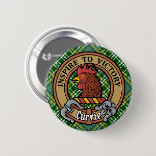 Klan Currie Tupp Vapensköld över Tartan Knapp