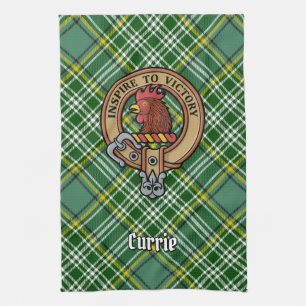Klan Currie Tupp Vapensköld över Tartan Kökshandduk