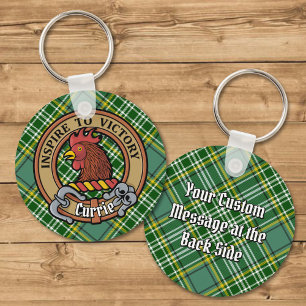 Klan Currie Tupp Vapensköld över Tartan Nyckelring