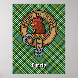 Klan Currie Tupp Vapensköld över Tartan Poster
