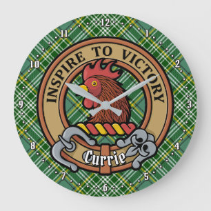 Klan Currie Tupp Vapensköld över Tartan Stor Klocka
