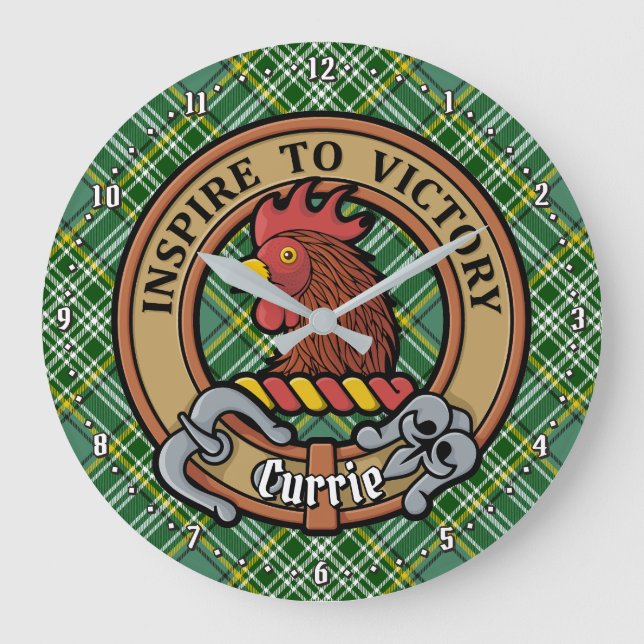 Klan Currie Tupp Vapensköld över Tartan Stor Klocka (Framsida)