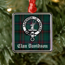 Klan Davidson Vapensköld Badge och Tartan-Anpassad Julgransprydnad Metall