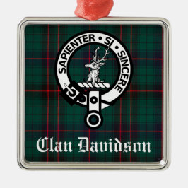 Klan Davidson Vapensköld Badge och Tartan-Anpassad Julgransprydnad Metall