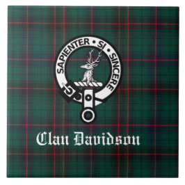 Klan Davidson Vapensköld Badge och Tartan Kakelplatta