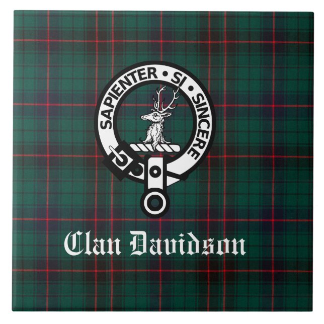 Klan Davidson Vapensköld Badge och Tartan Kakelplatta (Framsidan)