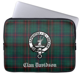 Klan Davidson Vapensköld Badge och Tartan Laptop Fodral