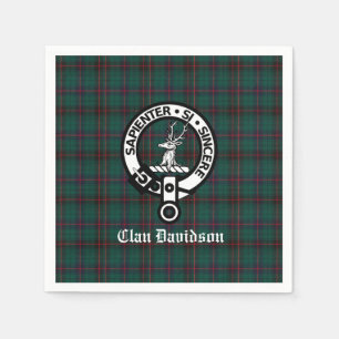 Klan Davidson Vapensköld Badge och Tartan Pappersservett