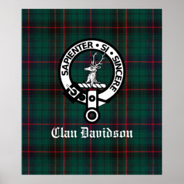Klan Davidson Vapensköld Badge och Tartan Poster