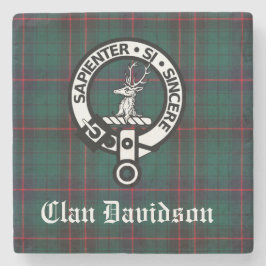 Klan Davidson Vapensköld Badge och Tartan Stenunderlägg
