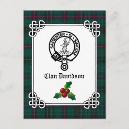 Klan Davidson Vapensköld Badge & Tartan Helgdag Vykort