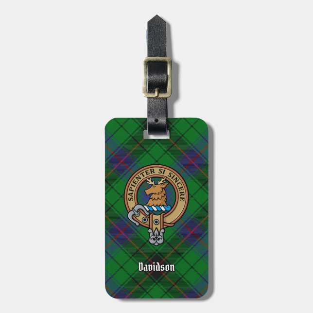 Klan Davidson Vapensköld över Tartan Bagagebricka (Vertikal Framsida)