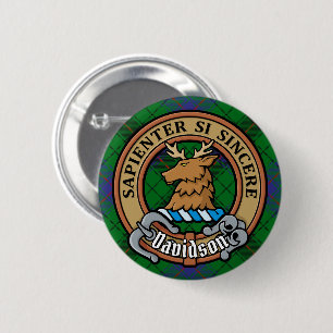Klan Davidson Vapensköld över Tartan Knapp