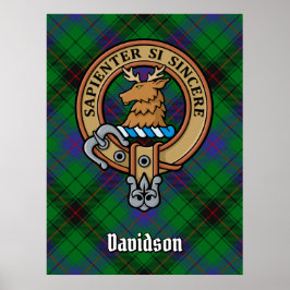 Klan Davidson Vapensköld över Tartan Poster