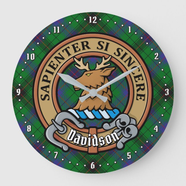 Klan Davidson Vapensköld över Tartan Stor Klocka (Framsida)