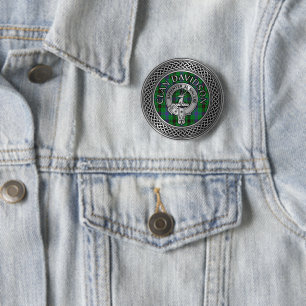 Klan Davidson Vapensköld & Tartan Knot Knapp