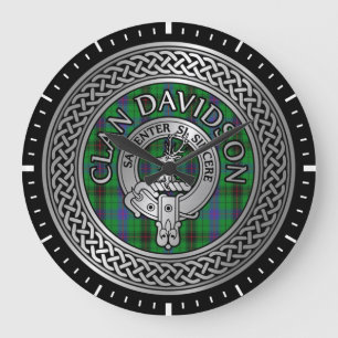 Klan Davidson Vapensköld & Tartan Knot Stor Klocka