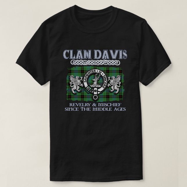 Klan Davis vapensköld Scottish klans Scottish Surn T Shirt (Design framsida)