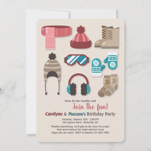 Klän dig för kallt väder Inbjudan (Framsida)
