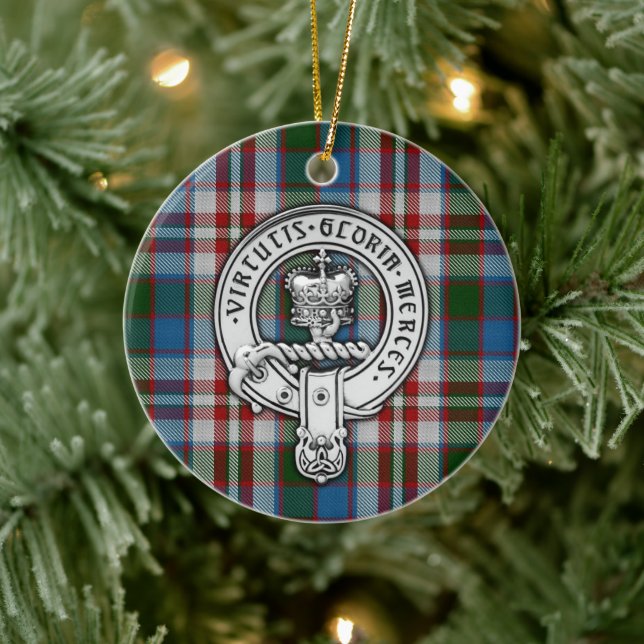 Klan Donnachaidh (Robertson) Vapensköld & Dress Ta Julgransprydnad Keramik (Träd)