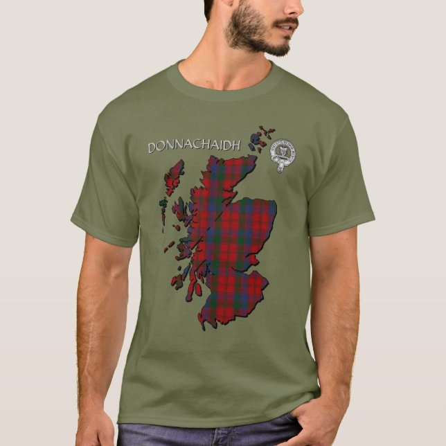 Klan Donnachaidh (Robertson) Vapensköld & Tartan T Shirt (Framsida)