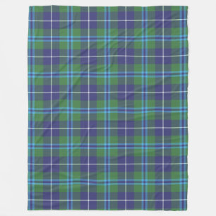 Klan Douglas P Grönt Black Tartan Check Fleecefilt
