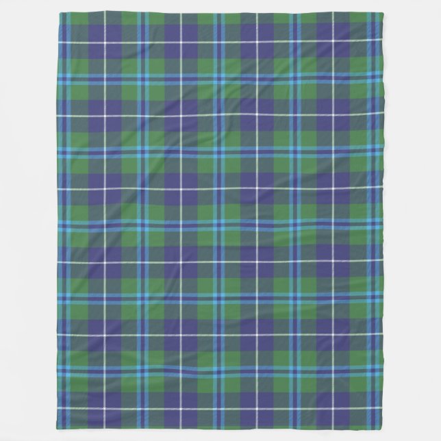 Klan Douglas P Grönt Black Tartan Check Fleecefilt (Framsidan)
