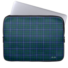 Klan Douglas Tartan Blue och Grönt Play Monogram Laptop Sleeve