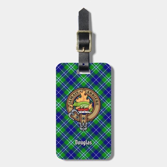 Klan Douglas Vapensköld över Tartan Bagagebricka (Vertikal Framsida)