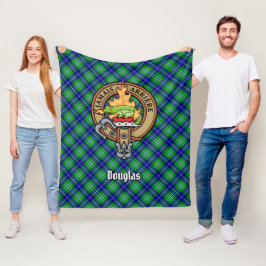 Klan Douglas Vapensköld över Tartan Fleecefilt