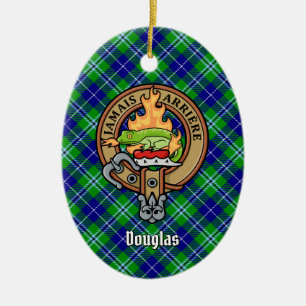 Klan Douglas Vapensköld över Tartan Julgransprydnad Keramik
