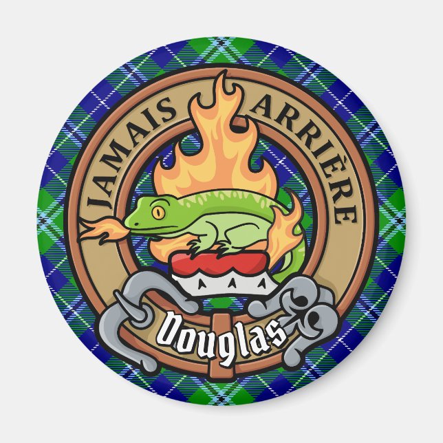 Klan Douglas Vapensköld över Tartan Magnet (Framsidan)