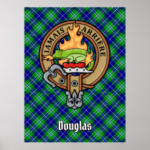 Klan Douglas Vapensköld över Tartan Poster